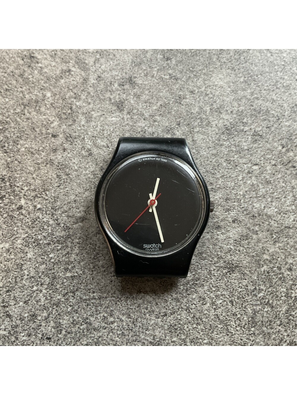 Swatch LB114 Black Pearl AG-1986 Vintage Wristwatch 25mm Case Needs Band A17